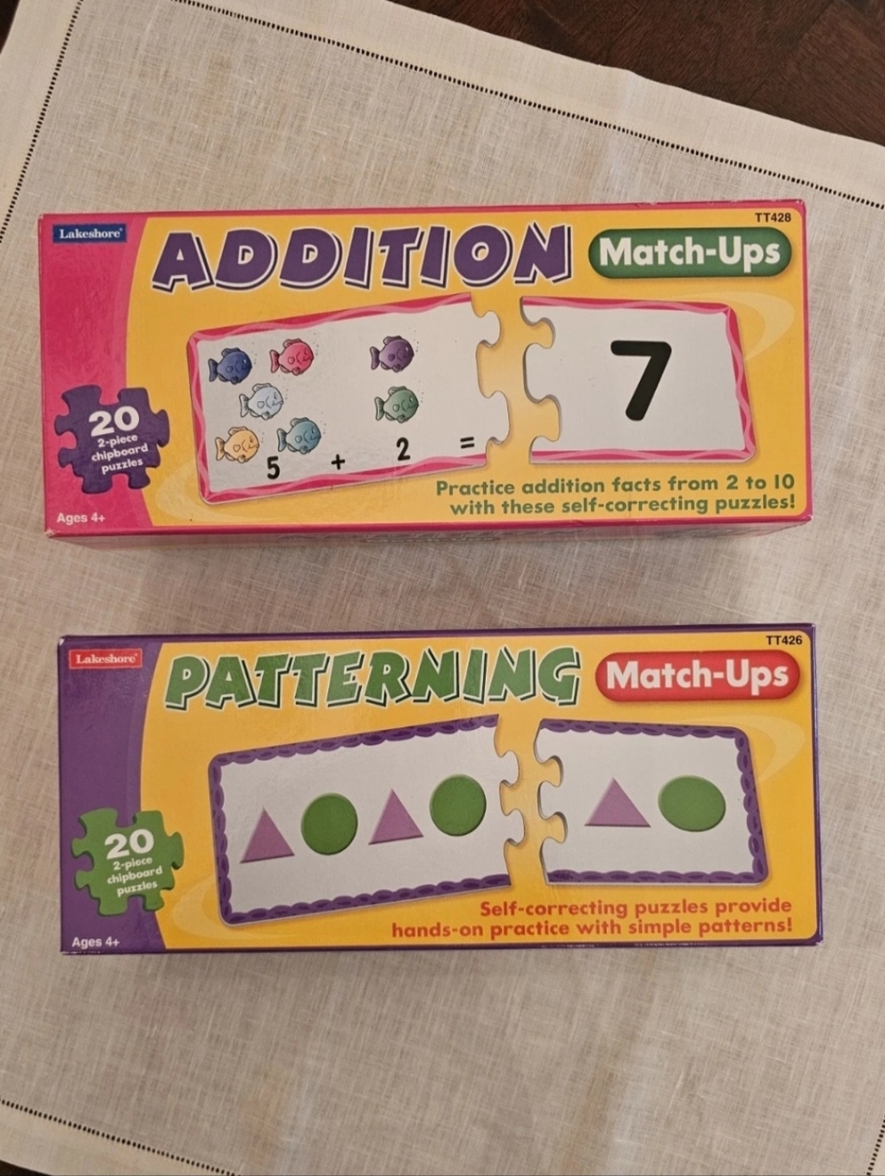 Lakeshore Learning Match-Ups Puzzle Set- Lot Of 2- Patterning & Addition Sets